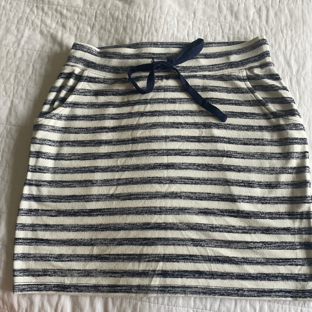 Blue and white striped skirt